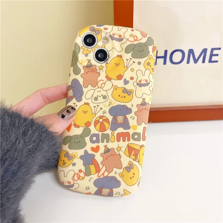 Für iPhone 14 Cover Lovely Circus Animals Liquid Silicone Anti-Scratch Phone Case