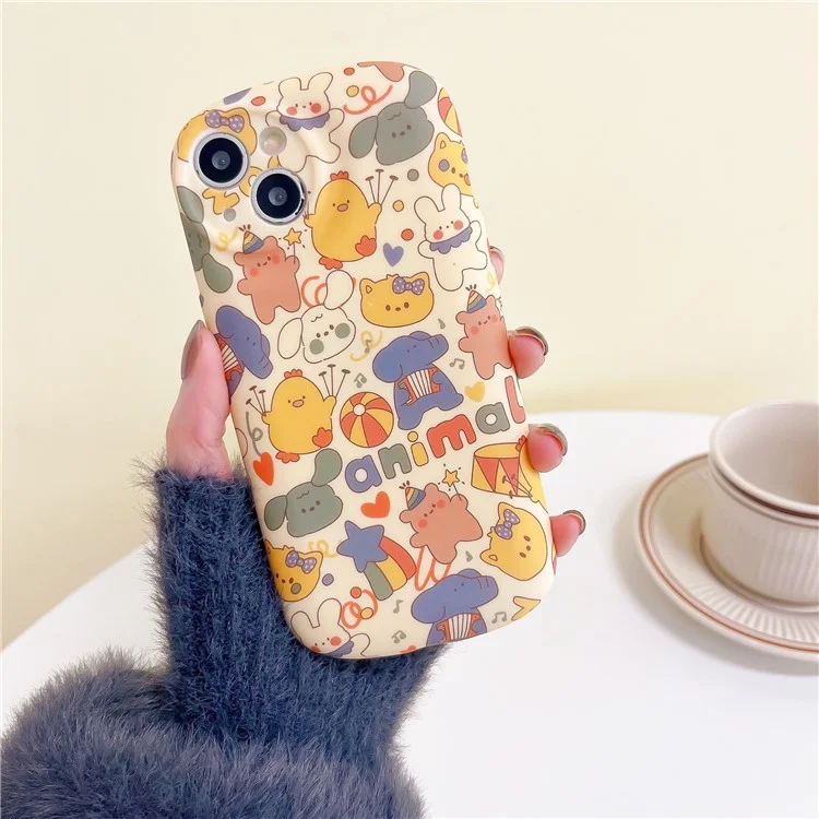 Für iPhone 14 Cover Lovely Circus Animals Liquid Silicone Anti-Scratch Phone Case