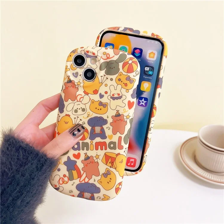 Für iPhone 14 Cover Lovely Circus Animals Liquid Silicone Anti-Scratch Phone Case