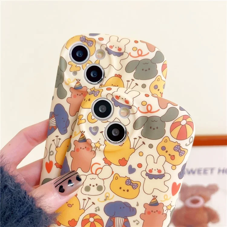 Für iPhone 14 Cover Lovely Circus Animals Liquid Silicone Anti-Scratch Phone Case