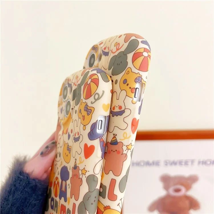Für iPhone 14 Cover Lovely Circus Animals Liquid Silicone Anti-Scratch Phone Case