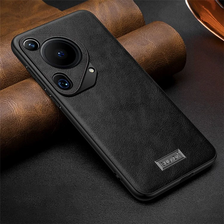SULADA Für Huawei Pura 70 Ultra Handyhülle PU-Leder+TPU+PC Rückabdeckung - Schwarz