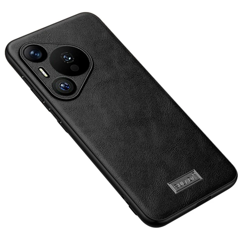 SULADA For Huawei Pura 70 Case PU Leather Coated TPU+PC Anti-Scratch Phone Cover - Black