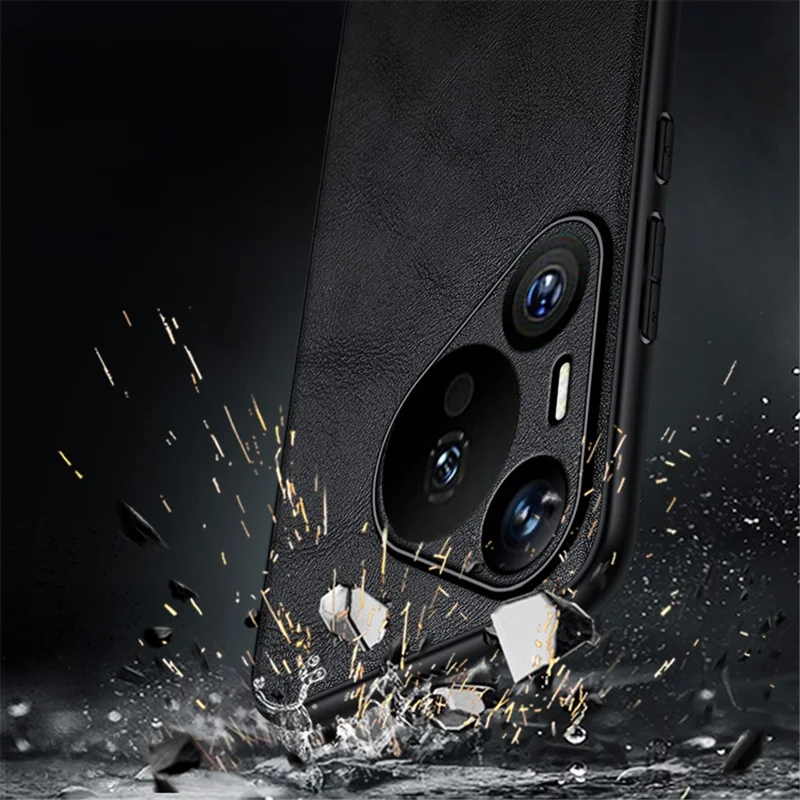 SULADA For Huawei Pura 70 Case PU Leather Coated TPU+PC Anti-Scratch Phone Cover - Black