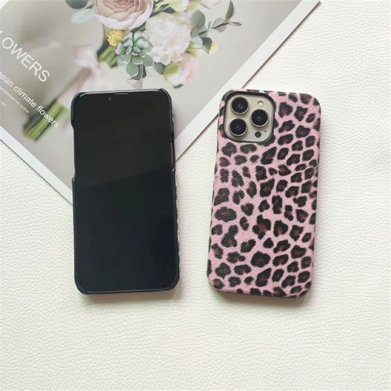 For iPhone 14 Pro Max Leopard Texture Phone Case PC+PU Leather Phone Shell (Not Complete Covering) - Yellow