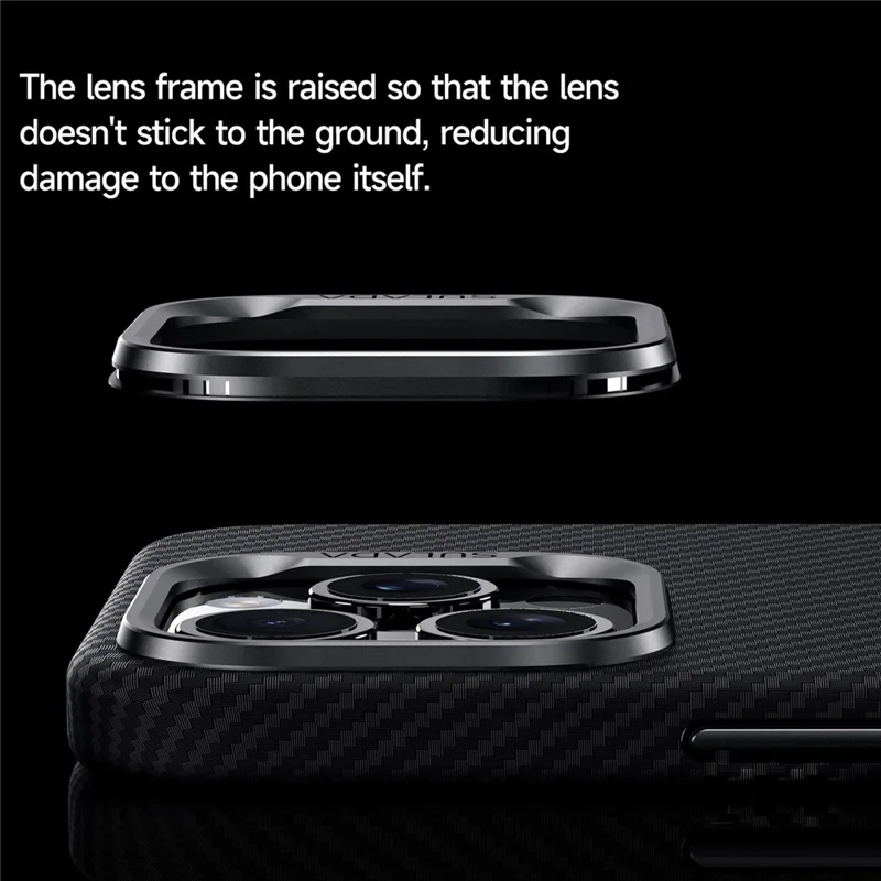 SULADA For iPhone 15 Pro Magnetic Case Metal Lens Frame Carbon Fiber Texture Leather Back Cover - Brown