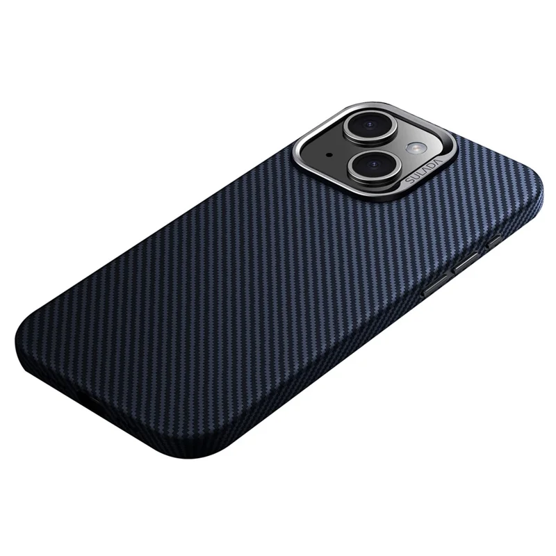 SULADA For iPhone 14 Case Carbon Fiber Texture PU+TPU Slim Phone Cover Compatible with Magsafe - Blue