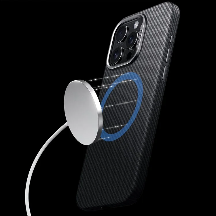SULADA Für iPhone 14 Pro Slim Case Carbon Fiber Texture PU+TPU Magnetische Handyhülle - Schwarz