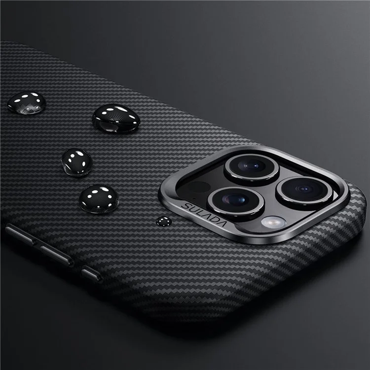 SULADA Für iPhone 14 Pro Slim Case Carbon Fiber Texture PU+TPU Magnetische Handyhülle - Schwarz