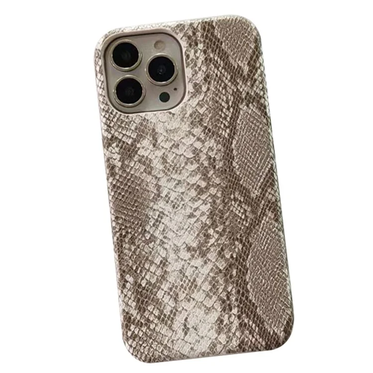 Für iPhone 14 Pro Phone Case PC+PU Leder Cover Snake Texture Anti-Drop Phone Back Shell - Weiß