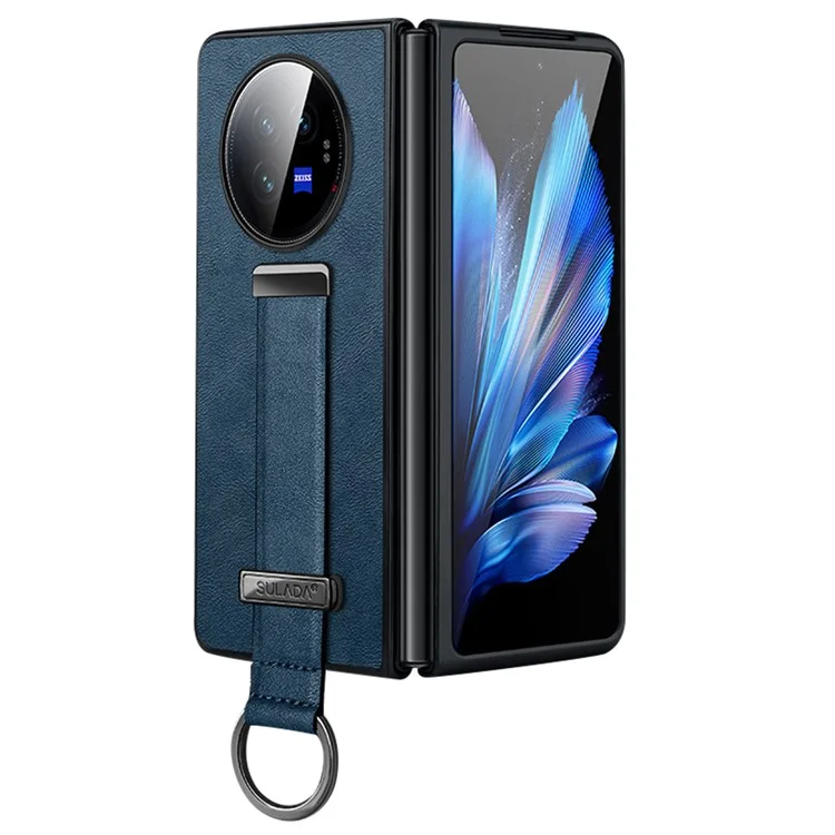 SULADA Fashion Series para vivo X Fold3 Funda de cuero con revestimiento de PC+TPU con soporte - Azul