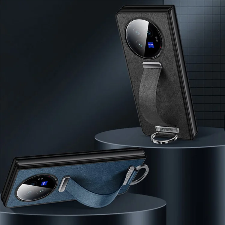 SULADA Fashion Series para vivo X Fold3 Funda de cuero con revestimiento de PC+TPU con soporte - Azul