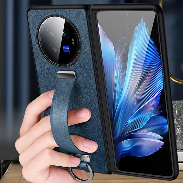 SULADA Fashion Series para vivo X Fold3 Funda de cuero con revestimiento de PC+TPU con soporte - Azul