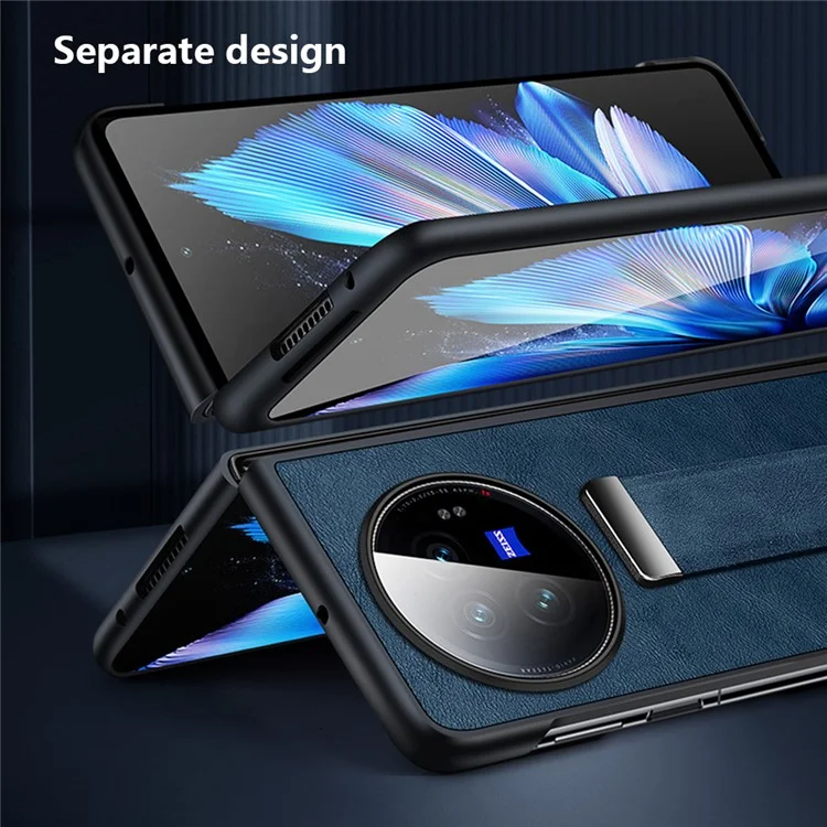 SULADA Fashion Series para vivo X Fold3 Funda de cuero con revestimiento de PC+TPU con soporte - Azul