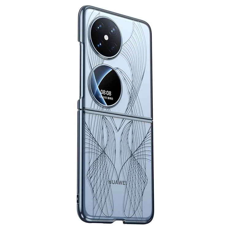 SULADA Pour Huawei P50 Pocket Étui de téléphone Clair PC Gravure au Laser Anti-Choc Étui de Téléphone - Bleu