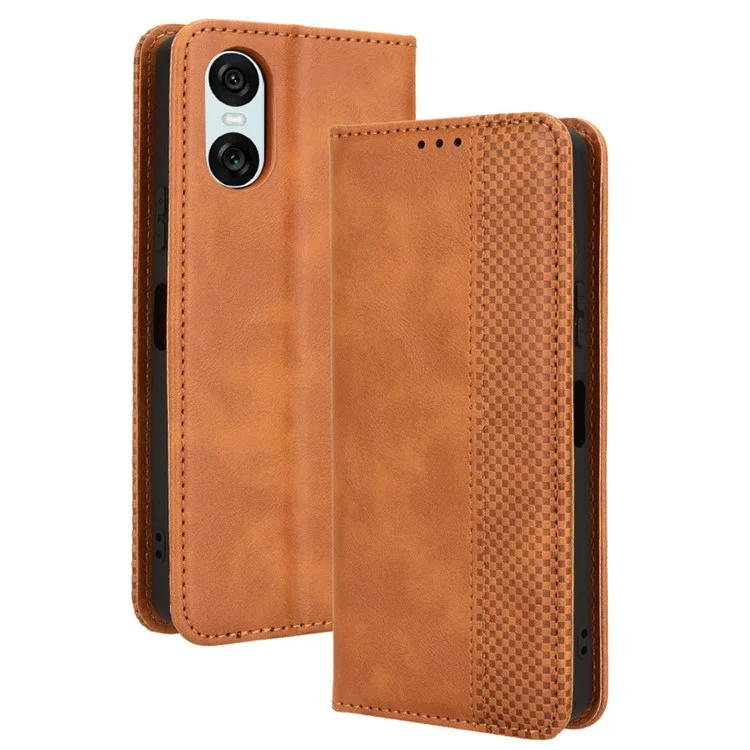 Pour Sony Xperia 10 VI Wallet Leather Cover Wallet Stand Wholesale Phone Case - Brun