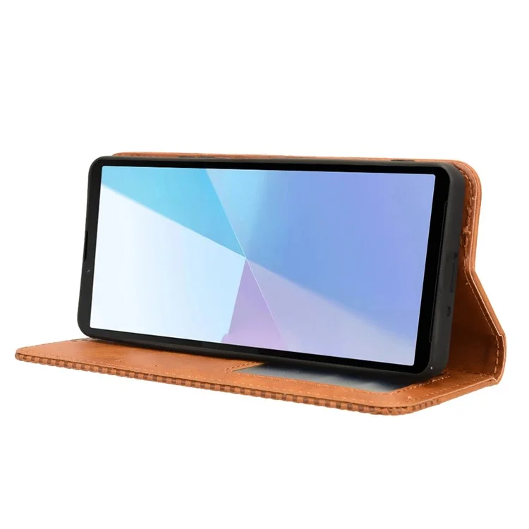 Pour Sony Xperia 10 VI Wallet Leather Cover Wallet Stand Wholesale Phone Case - Brun