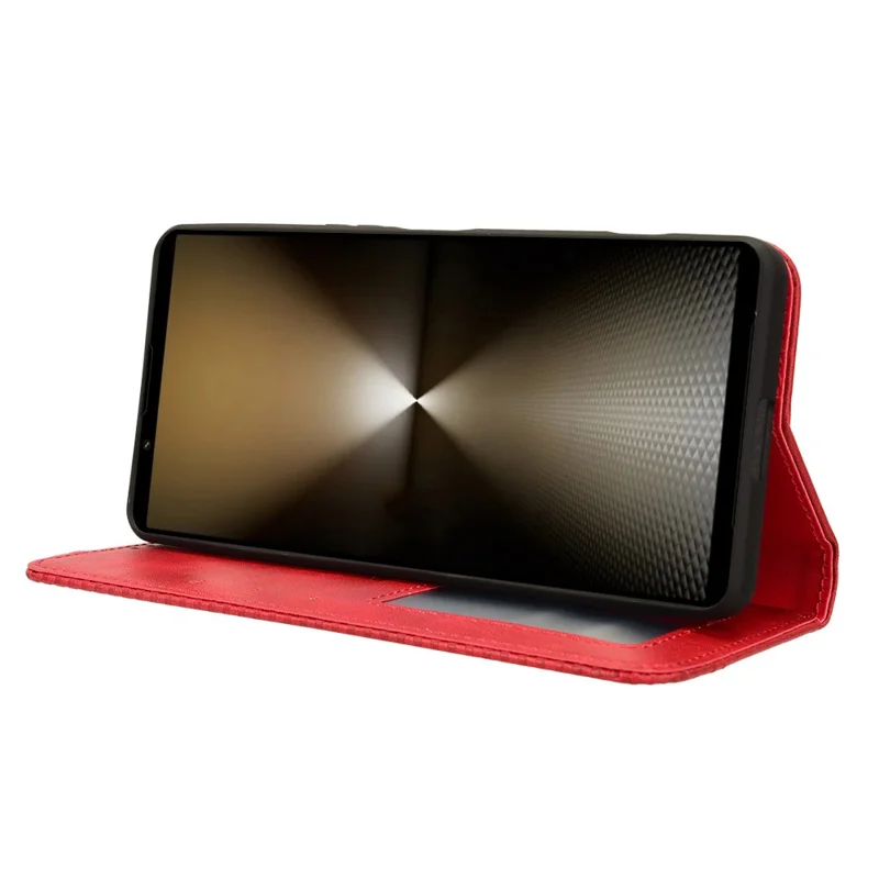 For Sony Xperia 1 VI Leather Case Magnetic Closing Phone Cover with Wallet - Red