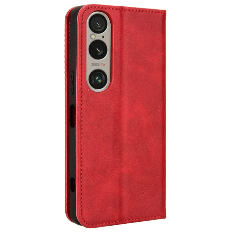 For Sony Xperia 1 VI Leather Case Magnetic Closing Phone Cover with Wallet - Red