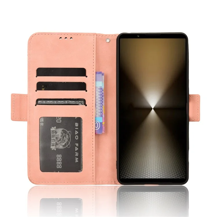 For Sony Xperia 1 VI Shockproof Case Multiple Card Slots Leather Phone Cover - Pink
