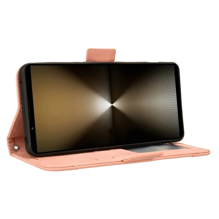 For Sony Xperia 1 VI Shockproof Case Multiple Card Slots Leather Phone Cover - Pink