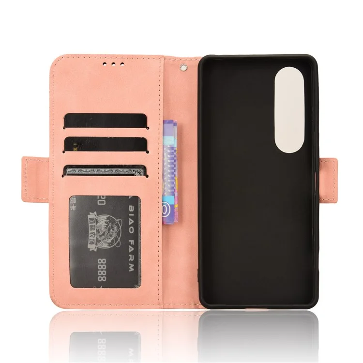 For Sony Xperia 1 VI Shockproof Case Multiple Card Slots Leather Phone Cover - Pink