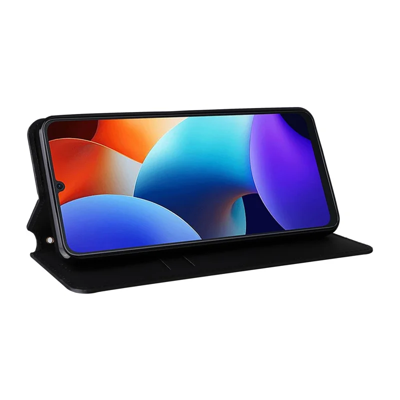 For Blackview Color 8 Magnetic Closure Phone Case Rhombus Imprinted Wallet Card Holder Cover - Black