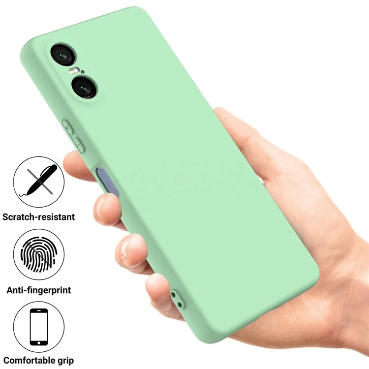 Per Sony Xperia 10 VI Case Liquid Silicone Protective Phone Cover con Cinturino per la Mano - Verde