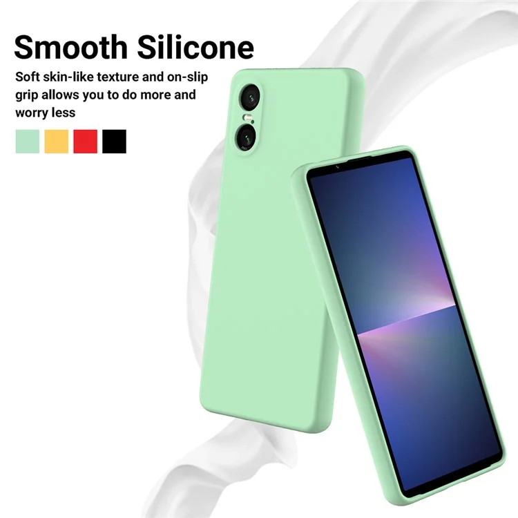 Per Sony Xperia 10 VI Case Liquid Silicone Protective Phone Cover con Cinturino per la Mano - Verde
