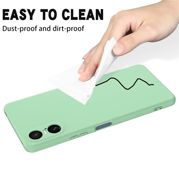 Per Sony Xperia 10 VI Case Liquid Silicone Protective Phone Cover con Cinturino per la Mano - Verde