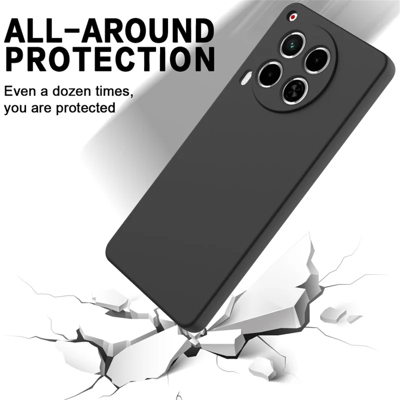 For TECNO Camon 30 5G Case Liquid Silicone Anti-Scratch Lining Soft Phone Cover - Black