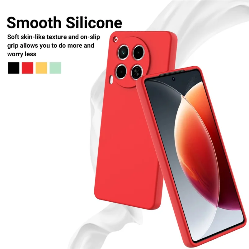 For TECNO Camon 30 5G Case Liquid Silicone Anti-Scratch Lining Soft Phone Cover - Red