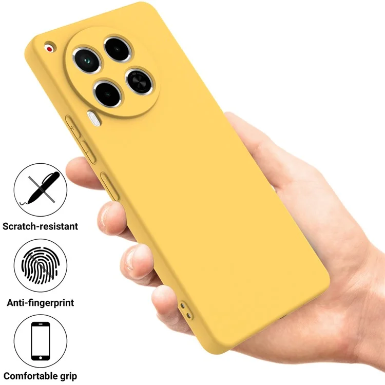 Para TECNO Camon 30 4G Caso com Cinta Manual Cobertura de Telefone Protetora de Silicone Líquido - Amarelo
