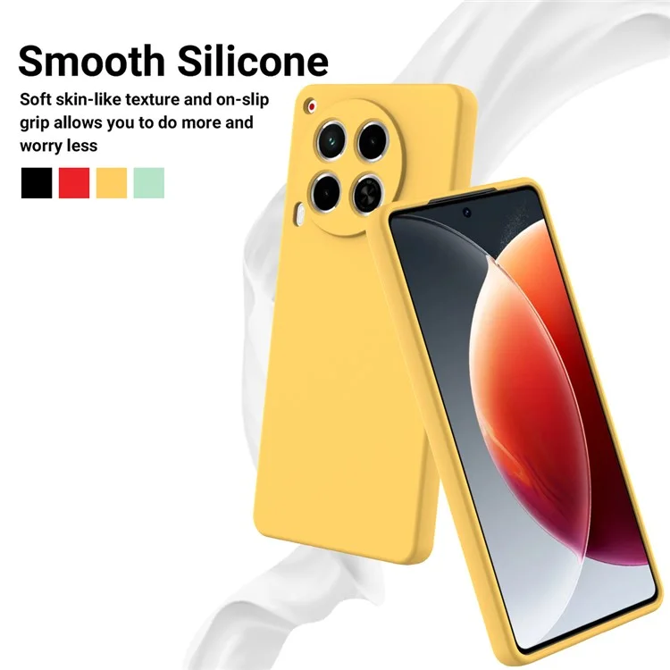 Para TECNO Camon 30 4G Caso com Cinta Manual Cobertura de Telefone Protetora de Silicone Líquido - Amarelo