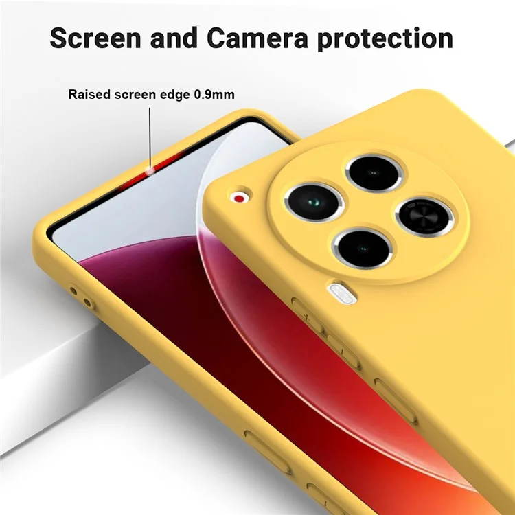 Para TECNO Camon 30 4G Caso com Cinta Manual Cobertura de Telefone Protetora de Silicone Líquido - Amarelo