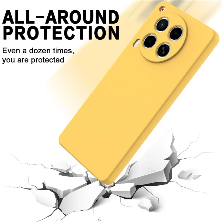 Para TECNO Camon 30 4G Caso com Cinta Manual Cobertura de Telefone Protetora de Silicone Líquido - Amarelo