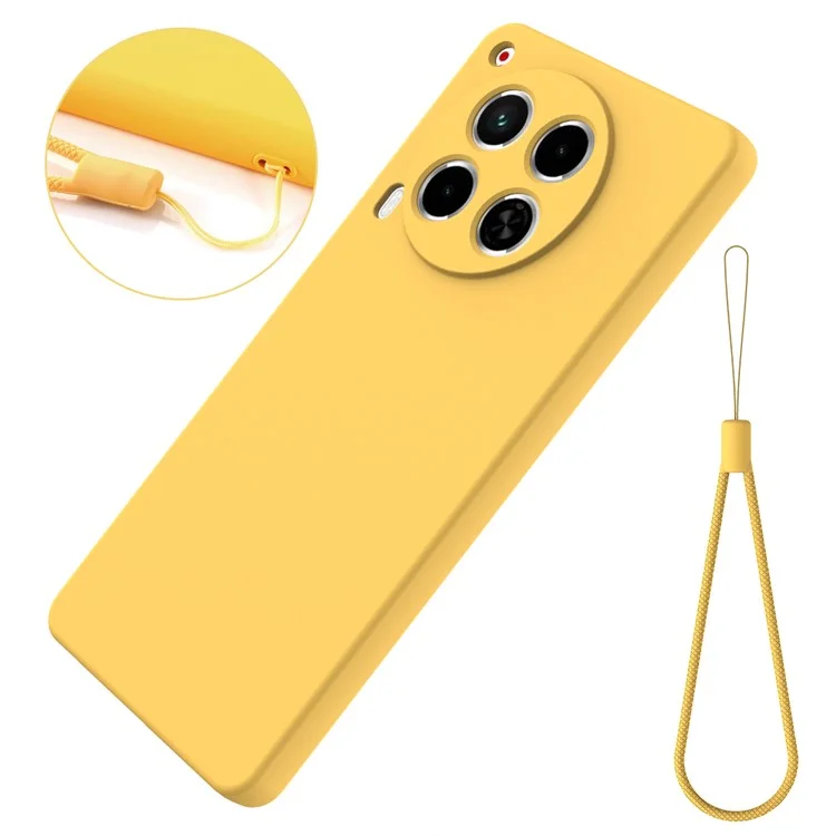 Para TECNO Camon 30 4G Caso com Cinta Manual Cobertura de Telefone Protetora de Silicone Líquido - Amarelo