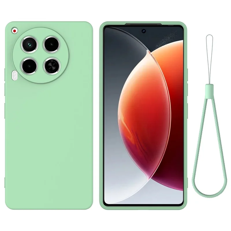 For TECNO Camon 30 4G Case with Hand Strap Liquid Silicone Protective Phone Cover - Green