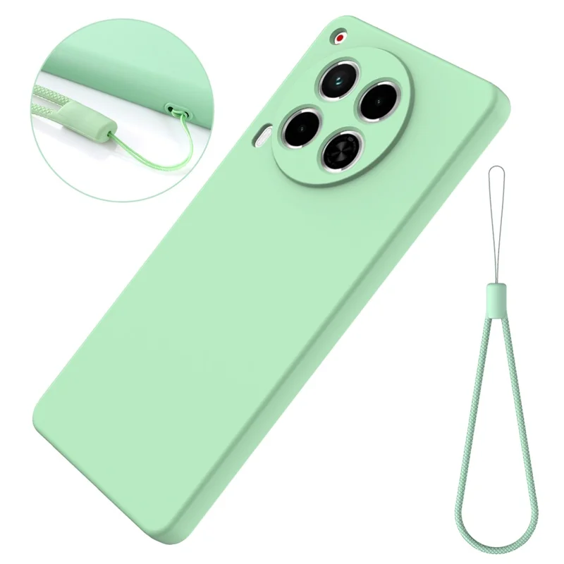 For TECNO Camon 30 4G Case with Hand Strap Liquid Silicone Protective Phone Cover - Green