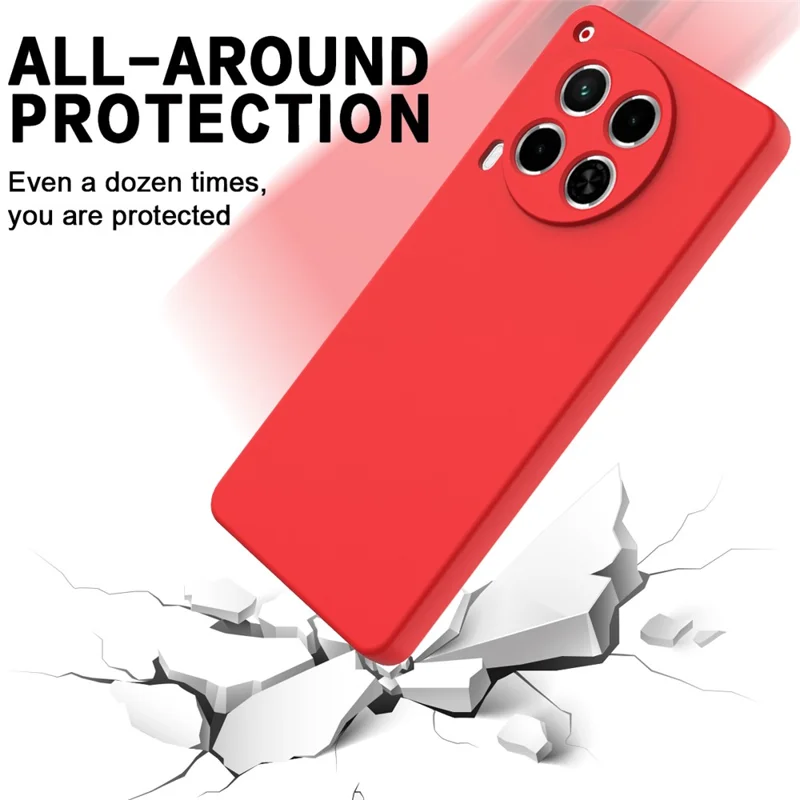 For TECNO Camon 30 4G Case with Hand Strap Liquid Silicone Protective Phone Cover - Red