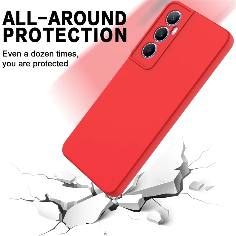 For Realme C65 4G Protective Case Liquid Silicone Phone Cover with Wrist Strap - Red