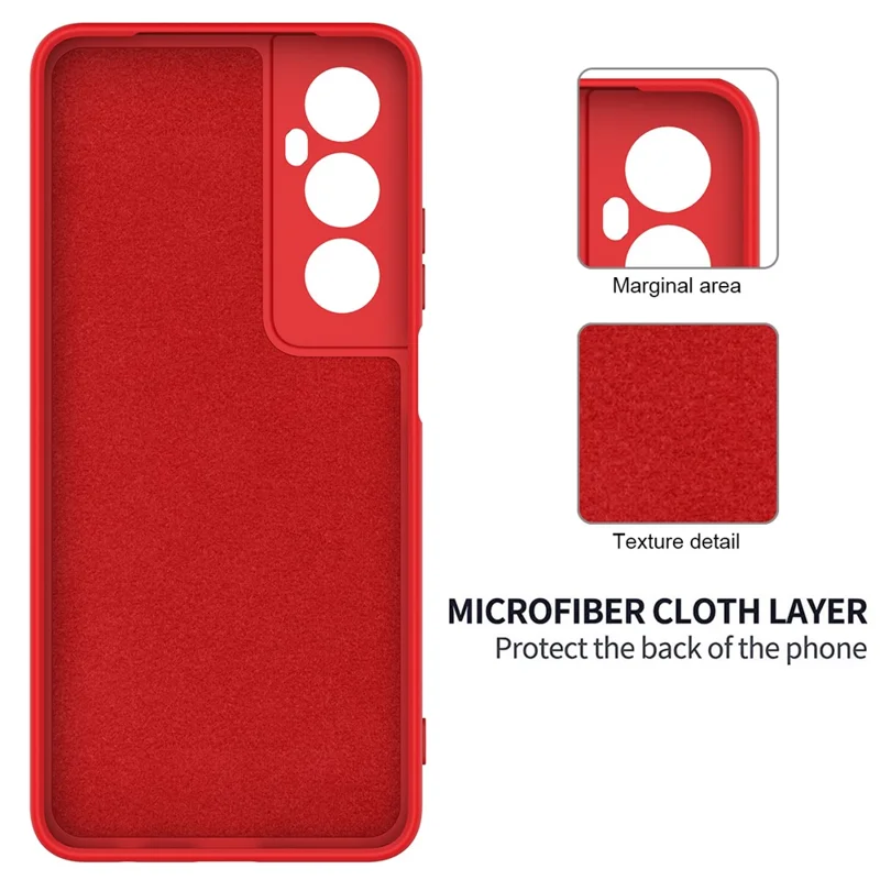For Realme C65 4G Protective Case Liquid Silicone Phone Cover with Wrist Strap - Red