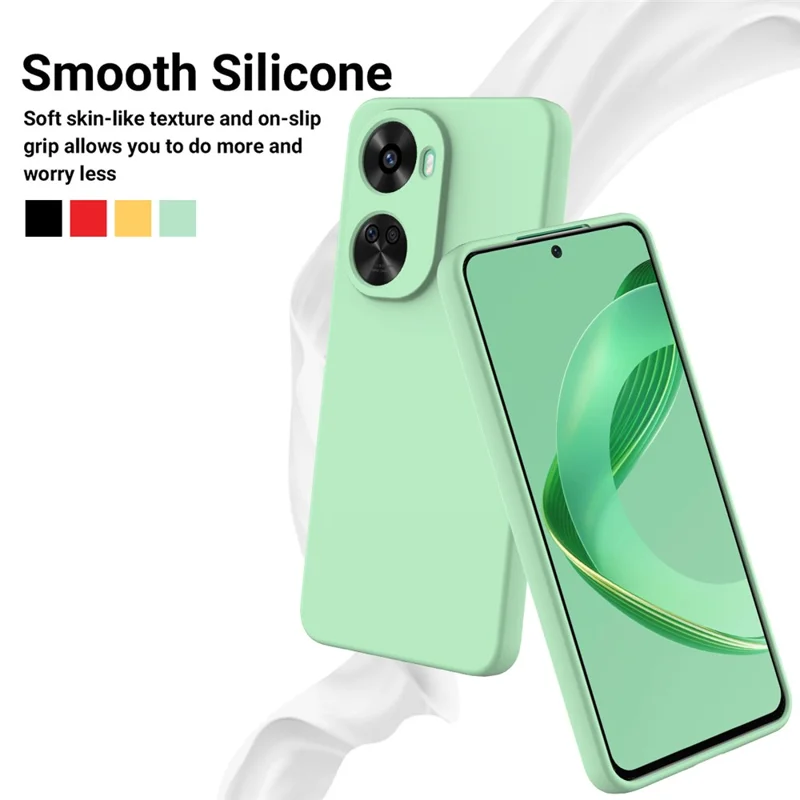 For Huawei nova 12 SE 4G / nova 11 SE Shockproof Case Liquid Silicone Protective Cover with Hand Strap - Green