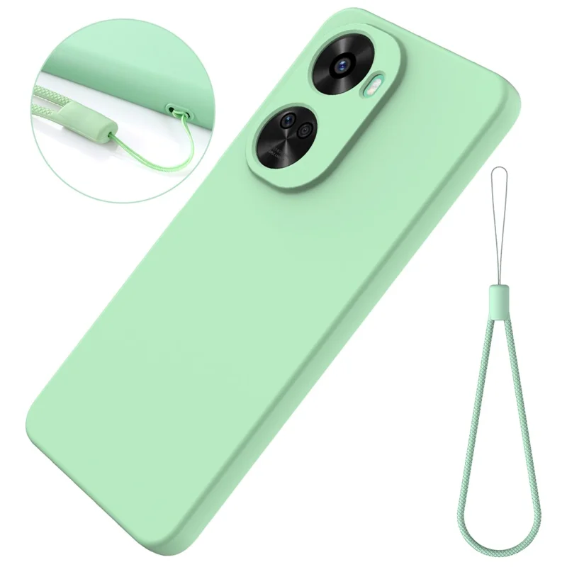 For Huawei nova 12 SE 4G / nova 11 SE Shockproof Case Liquid Silicone Protective Cover with Hand Strap - Green