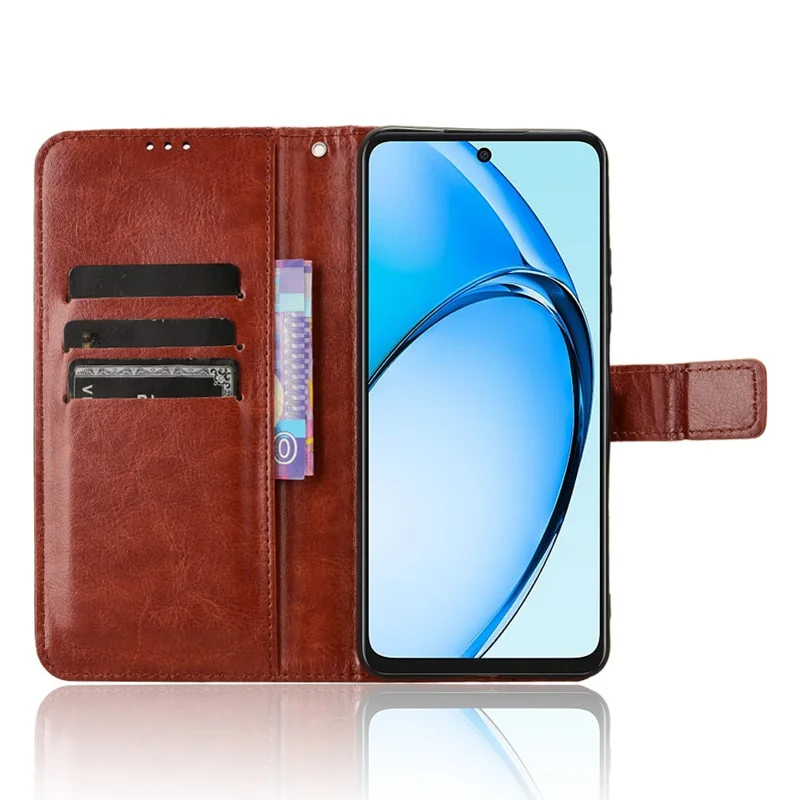 For Oppo A60 4G Leather Case Crazy Horse Texture Phone Cover Mobile Accessories   - Brown