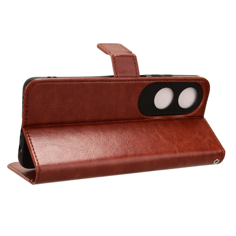 For Oppo A60 4G Leather Case Crazy Horse Texture Phone Cover Mobile Accessories   - Brown