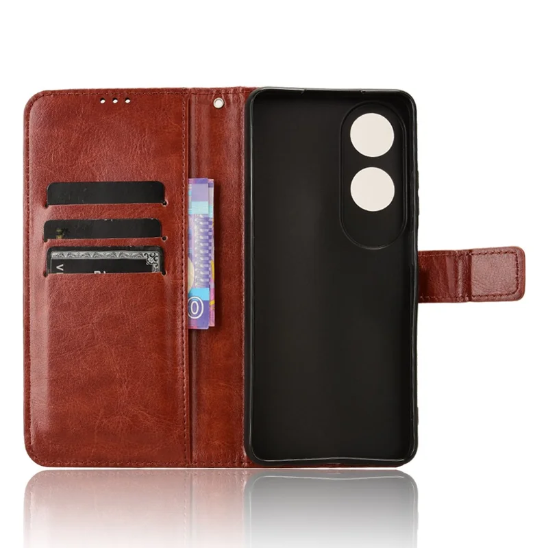 For Oppo A60 4G Leather Case Crazy Horse Texture Phone Cover Mobile Accessories   - Brown