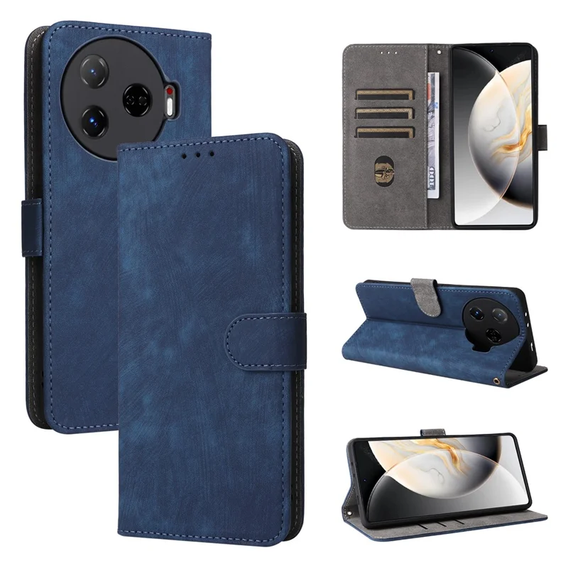 For TECNO Camon 30 Pro 5G CL8 Case PU Leather Phone Cover Folio Wallet RFID Blocking - Blue