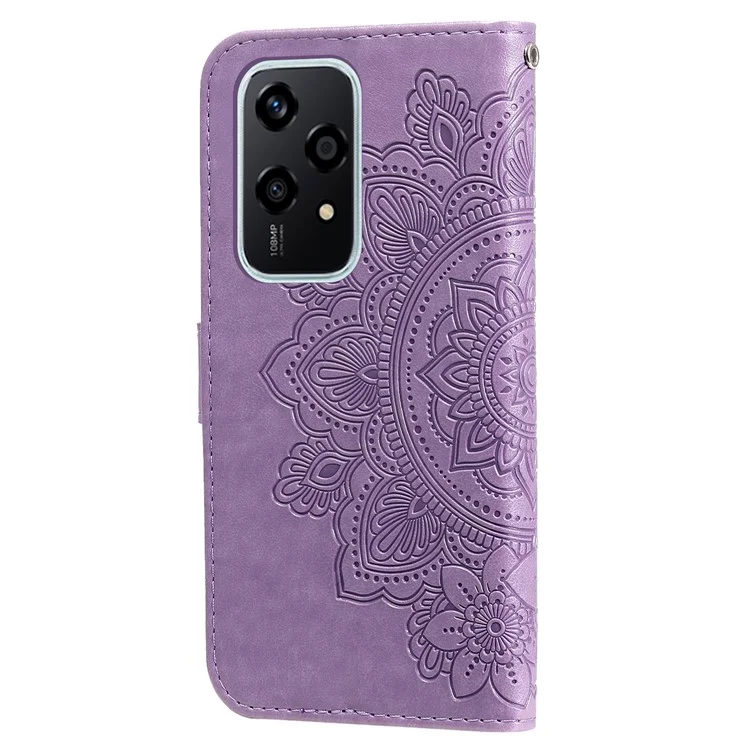 For Honor 200 Lite Case Floral Pattern PU Leather Wallet Stand Phone Cover - Purple
