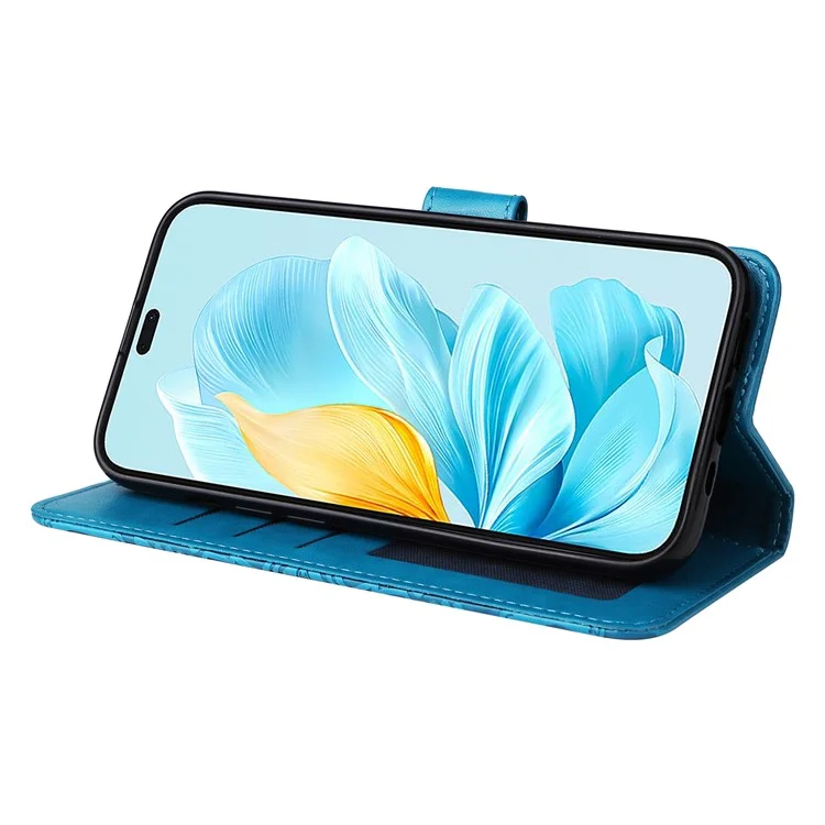 For Honor 200 Lite Case Imprinted Sunflower Magnetic Phone Stand Cover - Blu